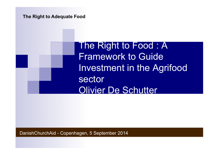 the right to food a framework to guide investment in the