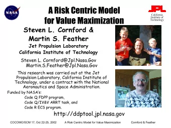 A Risk Centric Model  California  for Value Maximization  Institute of  Technology  Steven L.