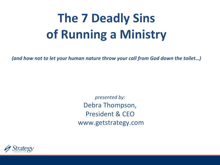 the 7 deadly sins of running a ministry