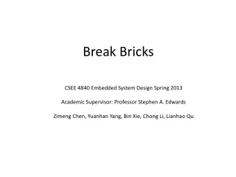 Break Bricks  CSEE 4840 Embedded System Design Spring 2013  Academic Supervisor: Professor Stephen