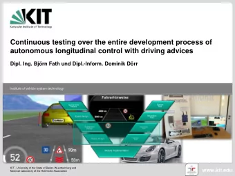 autonomous longitudinal control with driving advices  Dipl. Ing. Bjrn Fath und Dipl.-Inform.