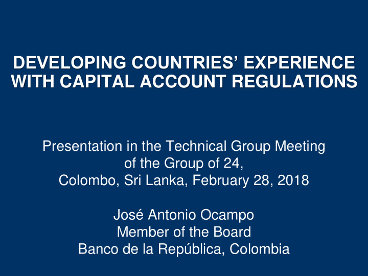 developing countries experience with capital account