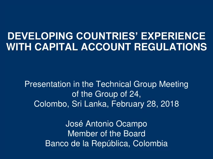developing countries experience with capital account