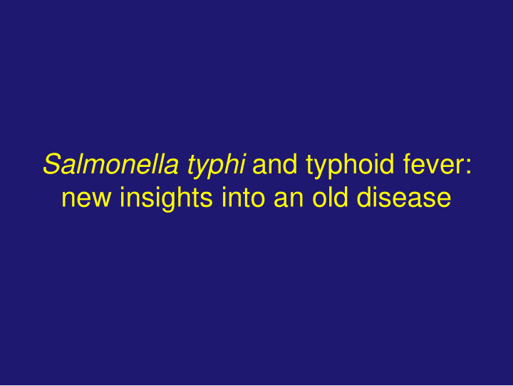 new insights into an old disease two fundamental