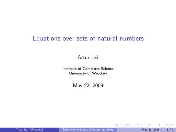 equations over sets of natural numbers