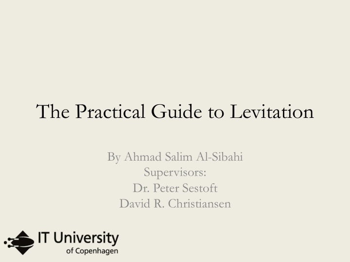 the practical guide to levitation