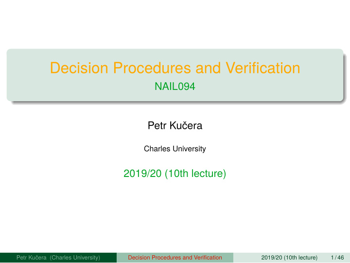 decision procedures and verifjcation