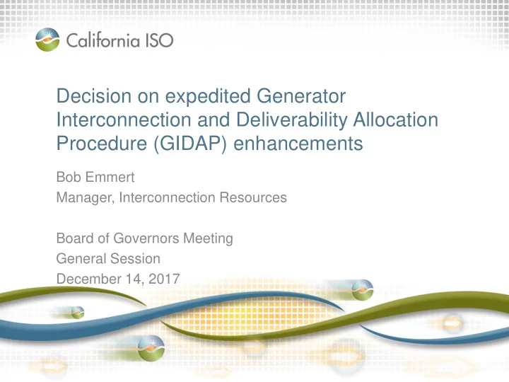 decision on expedited generator interconnection and