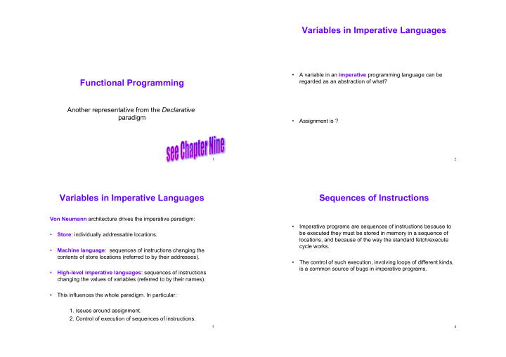 variables in imperative languages