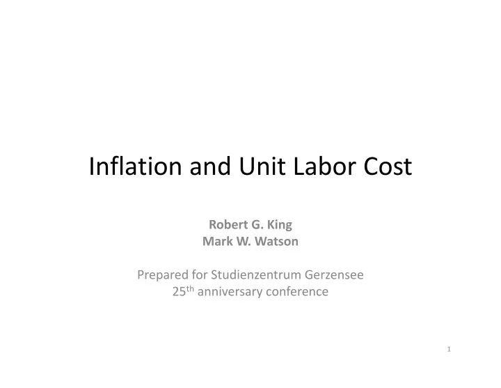 inflation and unit labor cost