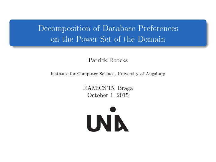 decomposition of database preferences on the power set of