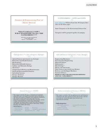 11/22/2015  CATEGORIES  LOTS and LOTS  Science &amp; Engineering Fair of  Metro Detroit