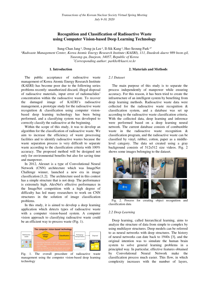 recognition and classification of radioactive waste using