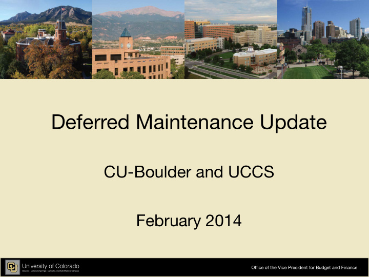 deferred maintenance update