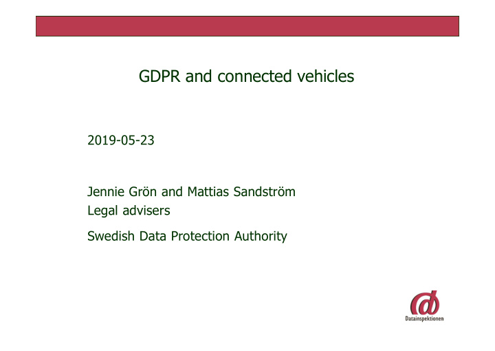 gdpr and connected vehicles