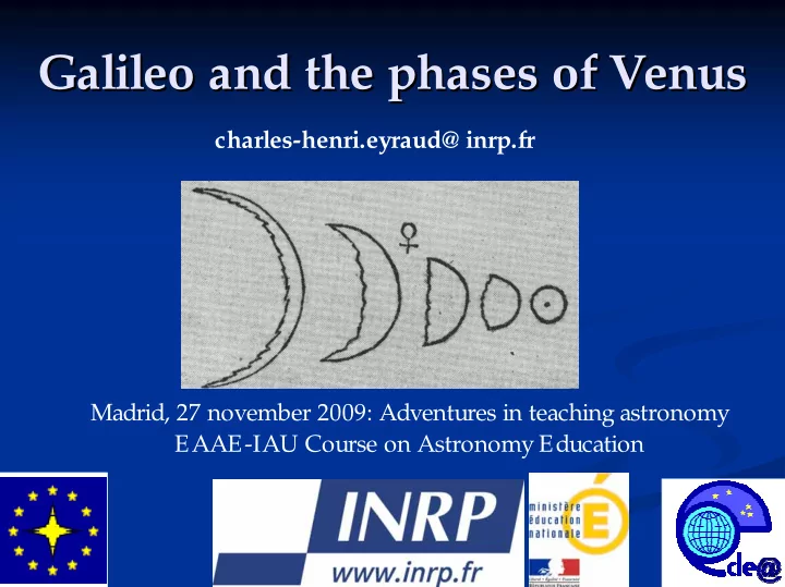 galileo and the phases of venus galileo and the phases of