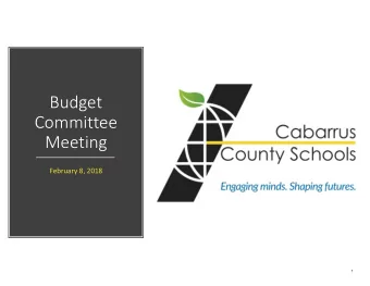 Budget Committee  Meeting February 8, 2018  1  Agenda Norms and Parking Lot  8:30 Capital Outlay