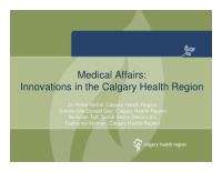medical affairs innovations in the calgary health region