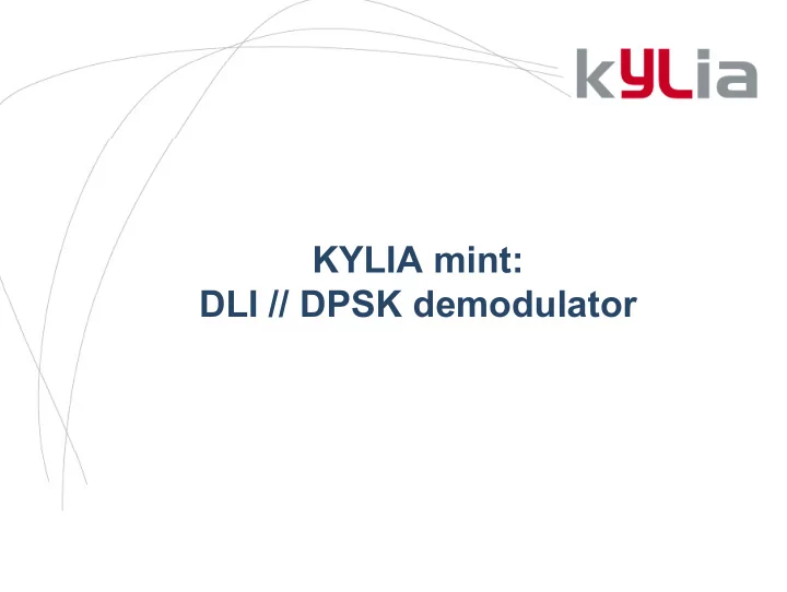 kylia mint dli dpsk d dli dpsk demodulator d l t table of