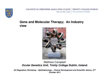 Gene and Molecular Therapy;  An Industry  view  Matthew Campbell  Ocular Genetics Unit, Trinity