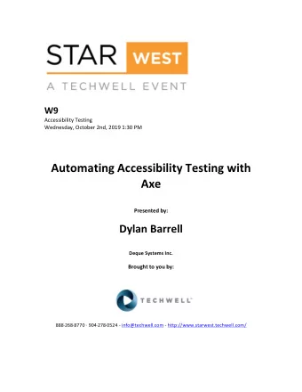 Automating  Accessibility  Testing  with    Axe     Presented  by: