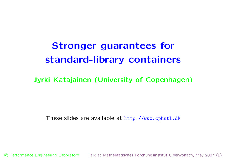 stronger guarantees for standard library containers