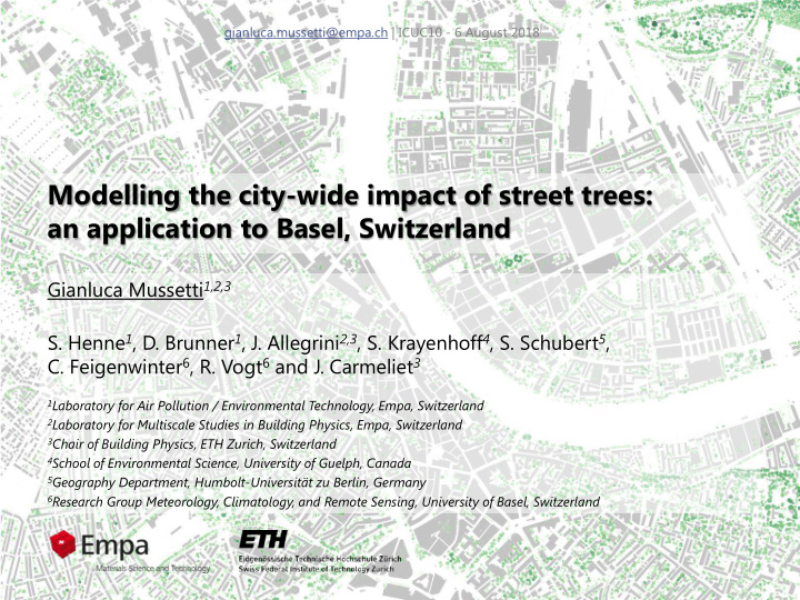 modelling the city wide impact of street trees an
