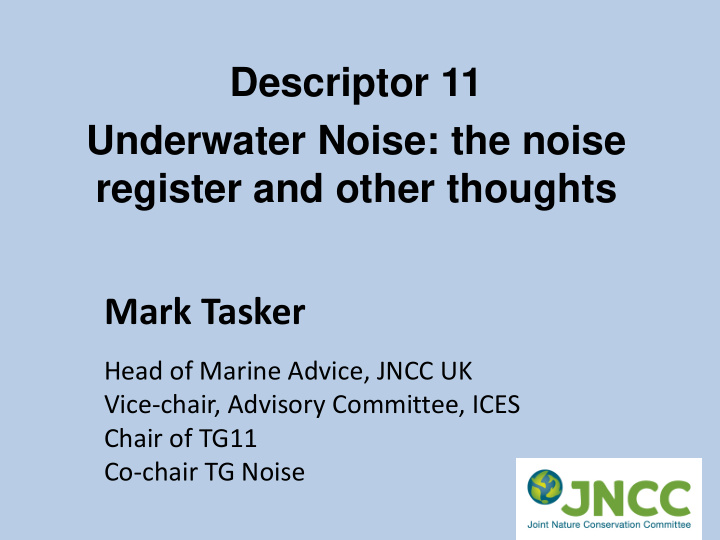 descriptor 11 underwater noise the noise register and