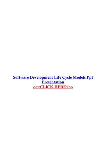 Software Development Life Cycle Models Ppt  Presentation  The classical software lifecycle models