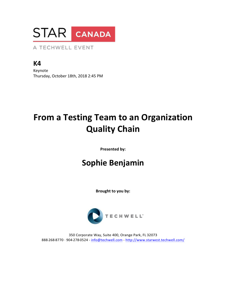 from a testing team to an organization quality chain