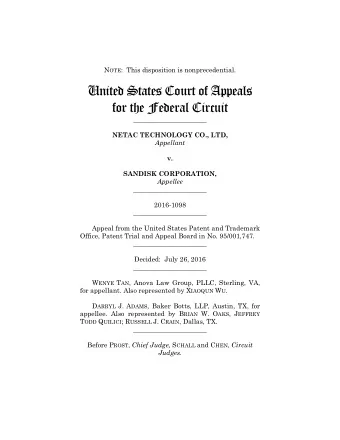 United States Court of Appeals  for the Federal Circuit  ______________________ NETAC TECHNOLOGY