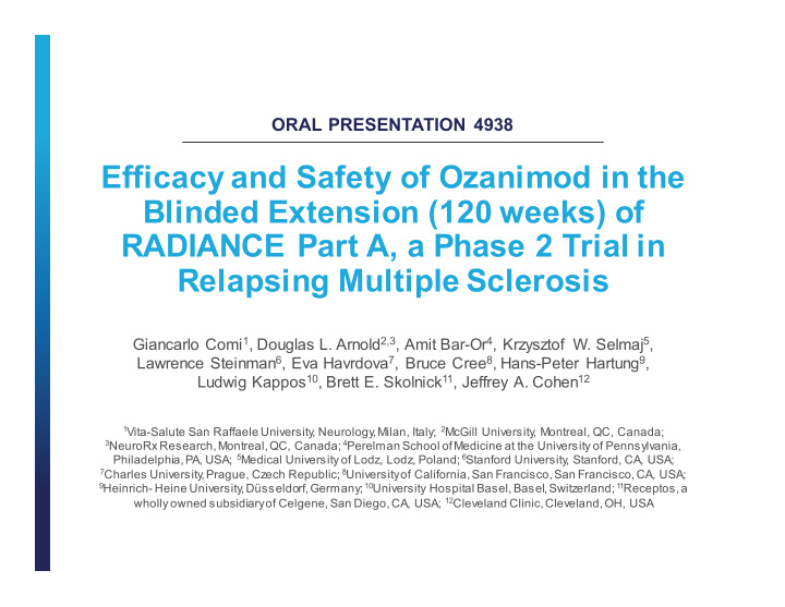 efficacy and safety of ozanimod in the blinded extension