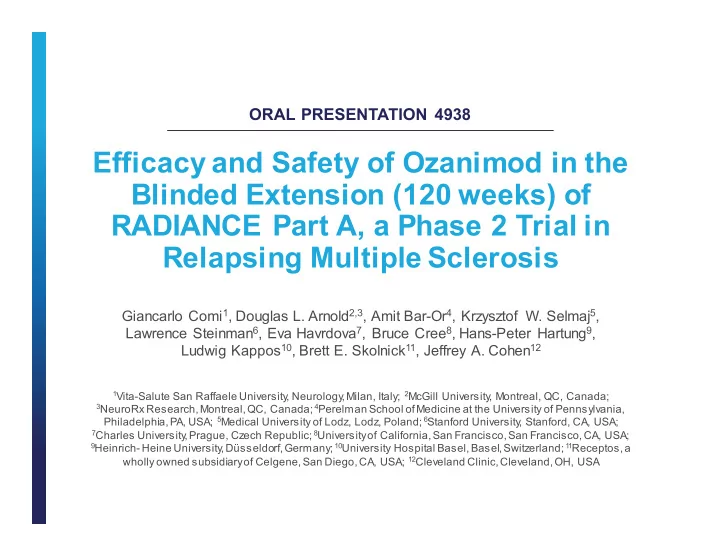 efficacy and safety of ozanimod in the blinded extension