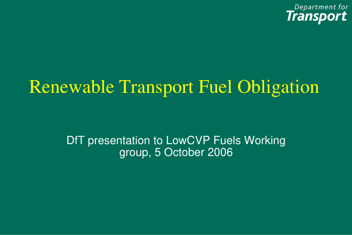 renewable transport fuel obligation