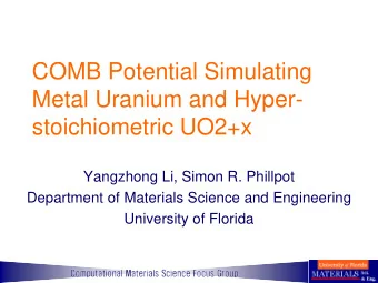 COMB Potential Simulating  Metal Uranium and Hyper-  stoichiometric UO2+x  Yangzhong Li, Simon R.