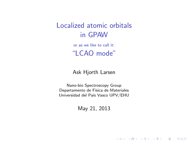 localized atomic orbitals in gpaw