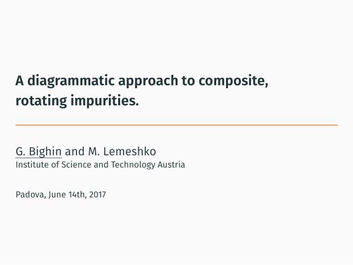 a diagrammatic approach to composite rotating impurities