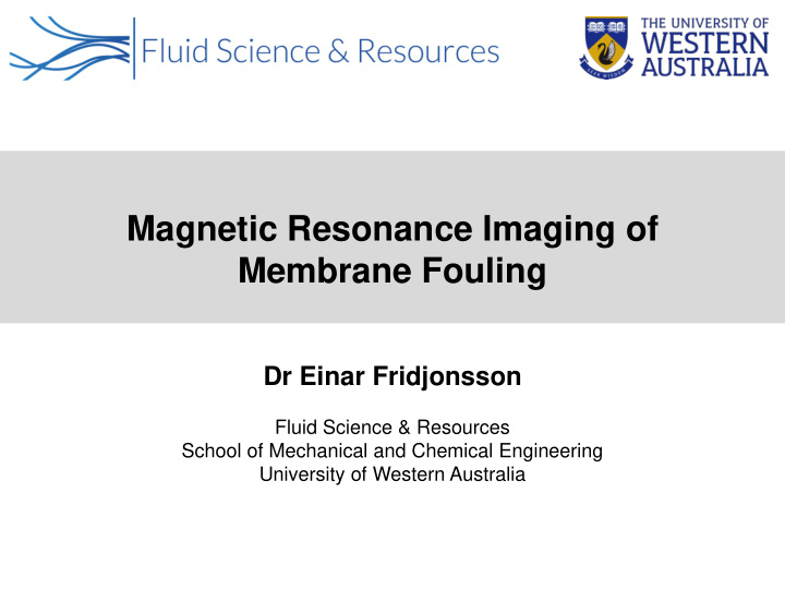 magnetic resonance imaging of membrane fouling