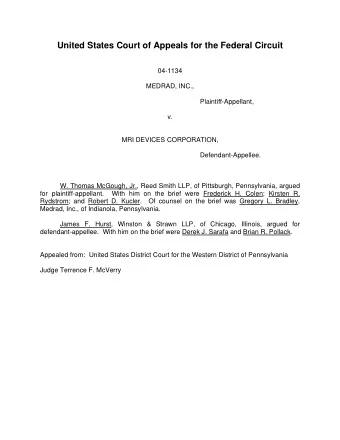 United States Court of Appeals for the Federal Circuit  04-1134  MEDRAD, INC.,