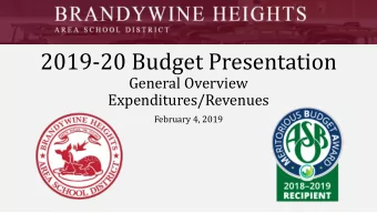 2019-20 Budget Presentation  General Overview  Expenditures/Revenues  February 4, 2019  2018-19 and