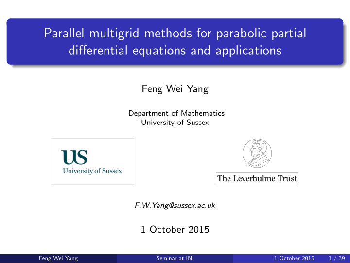 parallel multigrid methods for parabolic partial