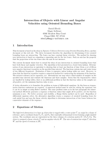 Intersection of Objects with Linear and Angular  Velocities using Oriented Bounding Boxes  David