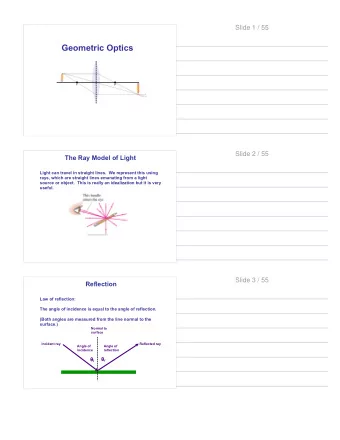 Geometric Optics  F  F'  Slide 2 / 55  The Ray Model of Light  Light can travel in straight lines.