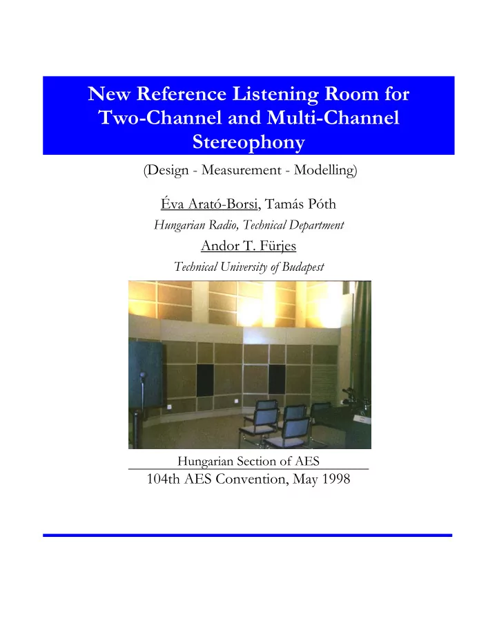 new reference listening room for two channel and multi