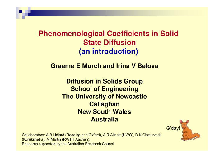 phenomenological coefficients in solid state diffusion an