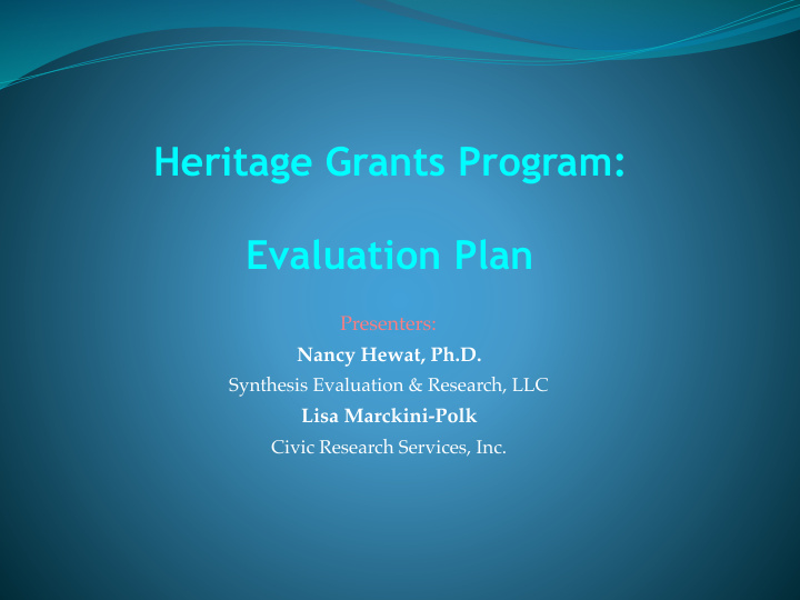 heritage grants program evaluation plan