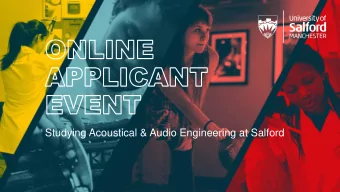 Studying Acoustical &amp; Audio Engineering at Salford  Welcome to BEng/MEng(Hons)  Acoustical and