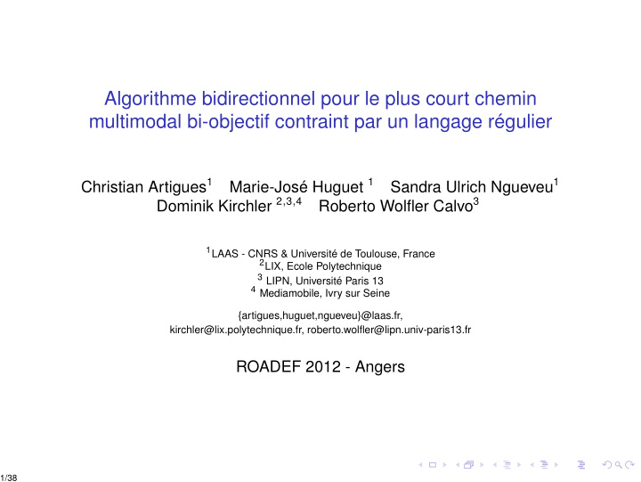 algorithme bidirectionnel pour le plus court chemin