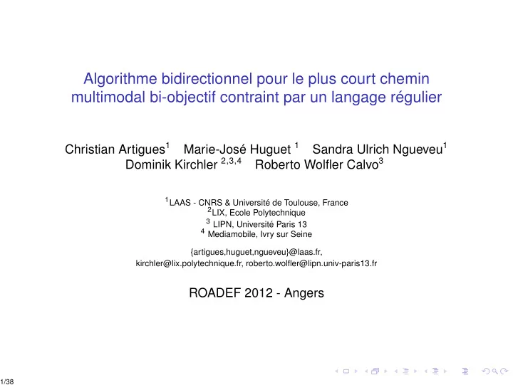 algorithme bidirectionnel pour le plus court chemin