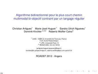Algorithme bidirectionnel pour le plus court chemin  multimodal bi-objectif contraint par un